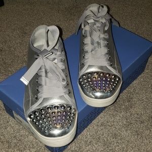 Silver studded toe cap sneakers
